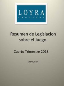 Legislación sobre el Juego. Cuarto Trimestre 2018, fotografía de la portada