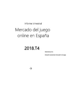 DGOJ: Cuarto Informe Trimestral 2018 sobre juego online, fotografía de la portada del escrito
