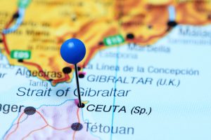Brexit : Oportunidades en Ceuta y Melilla para los operadores online, fotografía donde se ve el sur de el mapa de España y parte del Norte de África